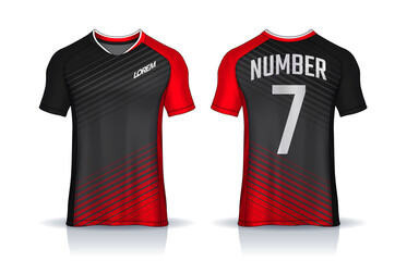 t-shirt sport design template, Soccer jersey mockup for football club. uniform front and back view.
