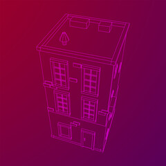 City building real estate concept. Wireframe low poly mesh vector illustration