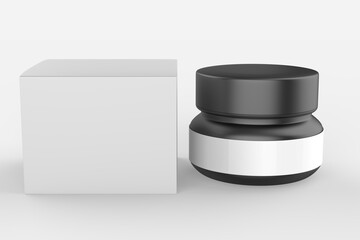 Cosmetic jar with packaging box mock up isolated on white background - 3d illustration