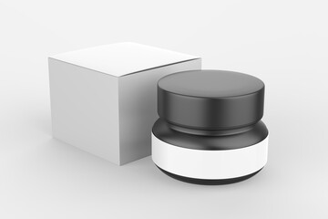 Cosmetic jar with packaging box mock up isolated on white background - 3d illustration