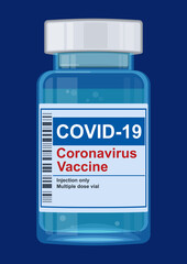 CORONAVIRUS VACCINE. Realistic image. Vector illustration on a dark background.