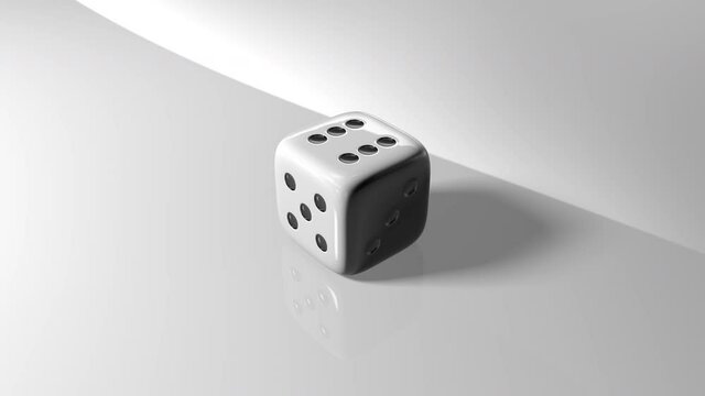  Rolling throw a white dice number 6 six game bet casino animation 3d