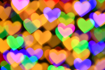 colorful hearts illumination for holiday or abstract boke background