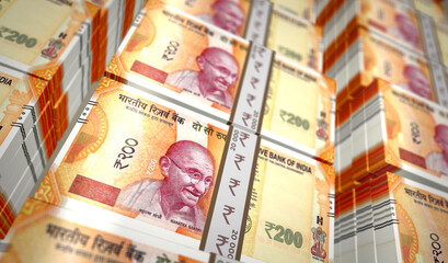 Indian rupee money banknotes pack illustration