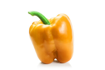 yellow bell pepper or yellow capsicum isolated on white background with clipping path