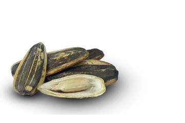 Sunflower seed isolated on white background with clipping path