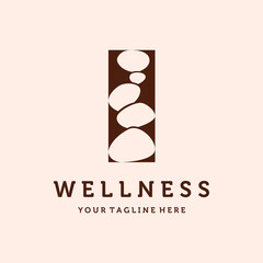 Balanced Stone or Balancing Rock Logo Vector Illustration Design. Vintage Hand Drawn Rock Balancing Logo Template. Simple Modern Minimalist Balancing Zen Stones Illustration Logo Concept.