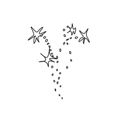 Vector Fireworks in doodle style.One simple sky.Illustration bright lights for Chinese New Year with black line hand drawn.Design for menus,cards,stickers,prints,social networks,web.