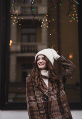girl walking in a winter streets
