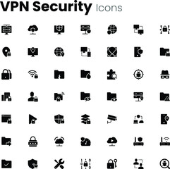 Virtual private network VPN security icon set