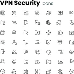 Virtual private network VPN security icon set