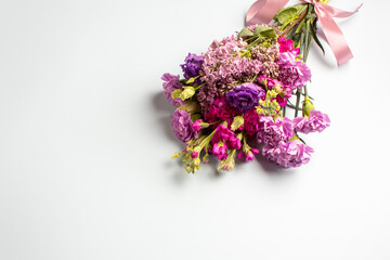 Bouquet from various flowers on white background