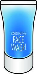 A tube of blue exfoliating face wash gel.