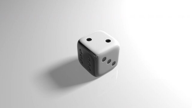 Rolling throw a white dice number 2 two game bet casino animation 3d