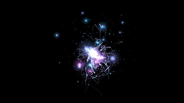 Effect plasmatic magic spell particles on black background abstract animation