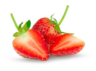 Fresh strawberries isolated on white background with clipping path