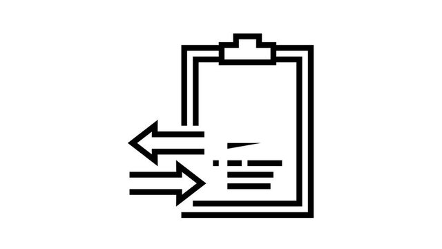import and export document animated black icon. import and export document sign. isolated on white background
