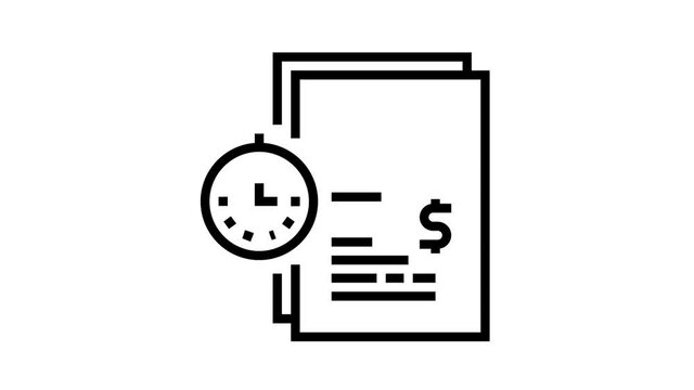 forfeit for time late agreement animated black icon. forfeit for time late agreement sign. isolated on white background
