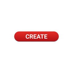 Create button with red color on white background for website and UI material