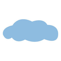 Blue cloud isolated on white background. Graphic element. Cartoon style. Weather symbol. Kids’ books, scrapbooking, post cards and posters. Infographics icon. Template for web banner and decorations