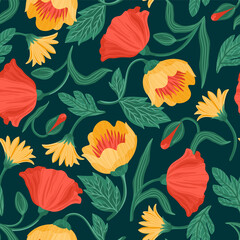 Floral abstract seamless pattern. Vector design for different surfases.
