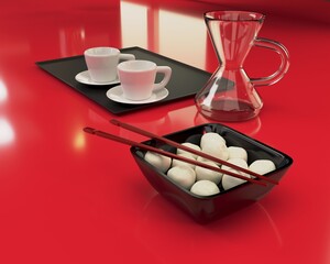 3d image of khinkali with chinese chopsticks

