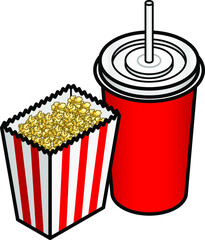 Popcorn and soda.