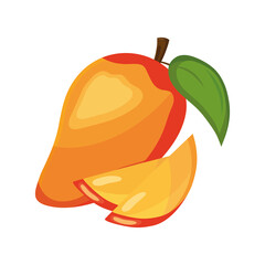 ripe mango delicious fresh fruit nature icon vector illustration design
