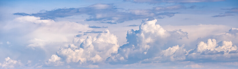 Clouds in the overcast sky view. Climate, environment and weathe