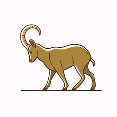 llustration of ibex. Simple contour vector illustration for emblem, badge, insignia.