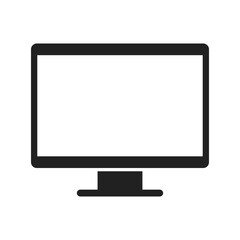Monitor tv or computer with empty screen bold black silhouette icon isolated on white. LCD display