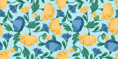 Floral abstract seamless pattern. Vector design for different surfases.