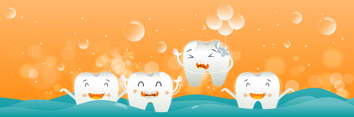Tooth extraction due to tooth decay.oral dental hygiene, deciduous tooth, children's dentistry concept. Vector Illustration