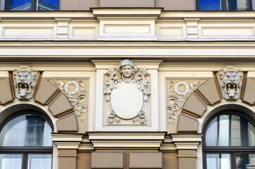 Decor of building in Art Nouveau (Jugendstil) in Riga, Latvia.