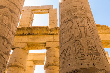 The Karnak Temple Complex, a vast mix of decayed temples, chapels, pylons, and other buildings in...