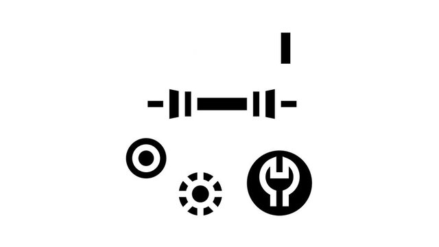 bottom bracket carriage elimination animated glyph icon. bottom bracket carriage elimination sign. isolated on white background