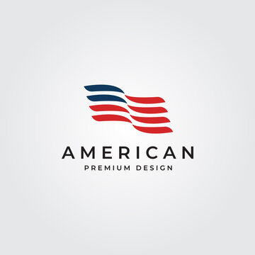 american flag logo minimalist symbol vector illustration design
