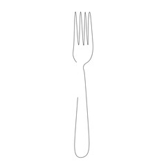 Fork silhouette line drawing, vector illustration