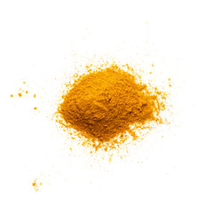 Turmeric Herb powder Contains Bioactive Compounds With Powerful Medicinal Properties isolated over white background.