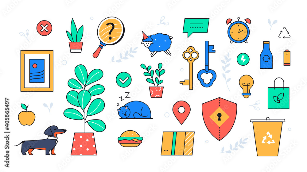 Poster eco lifestyle - colorful flat design style objects