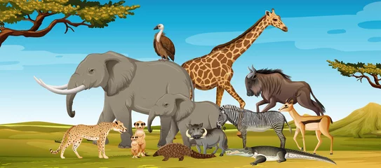  Group of wild african animal in the forest scene © blueringmedia