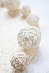 Vertical composition in pastel colors. White and beige shapes. Minimalist trendy style. 