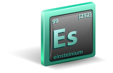 Einsteinium chemical element. Chemical symbol with atomic number and atomic mass. - obrazy, fototapety, plakaty