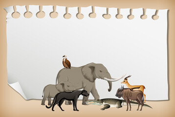 Empty paper banner with wild african animal