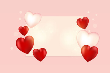 Valentines day background with balls hearts pattern