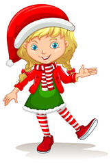 Cute girl wearing Christmas costumes cartoon character