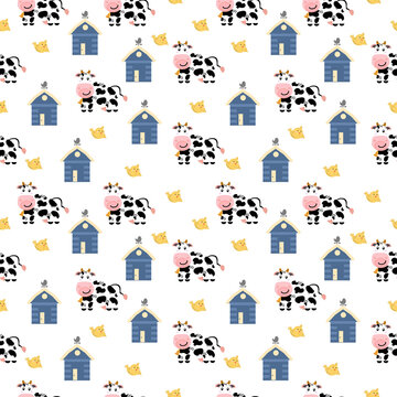 A seamless pattern with animals in a flat style for children’s apparel, stationery, accessories, textiles. Print.