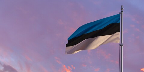 3d rendering of the national flag of the Estonia