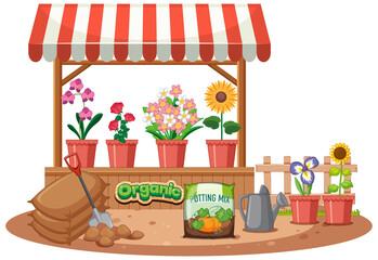 Isolated flower shop on white background