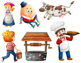 Set of fantasy cartoon character isolated on white background